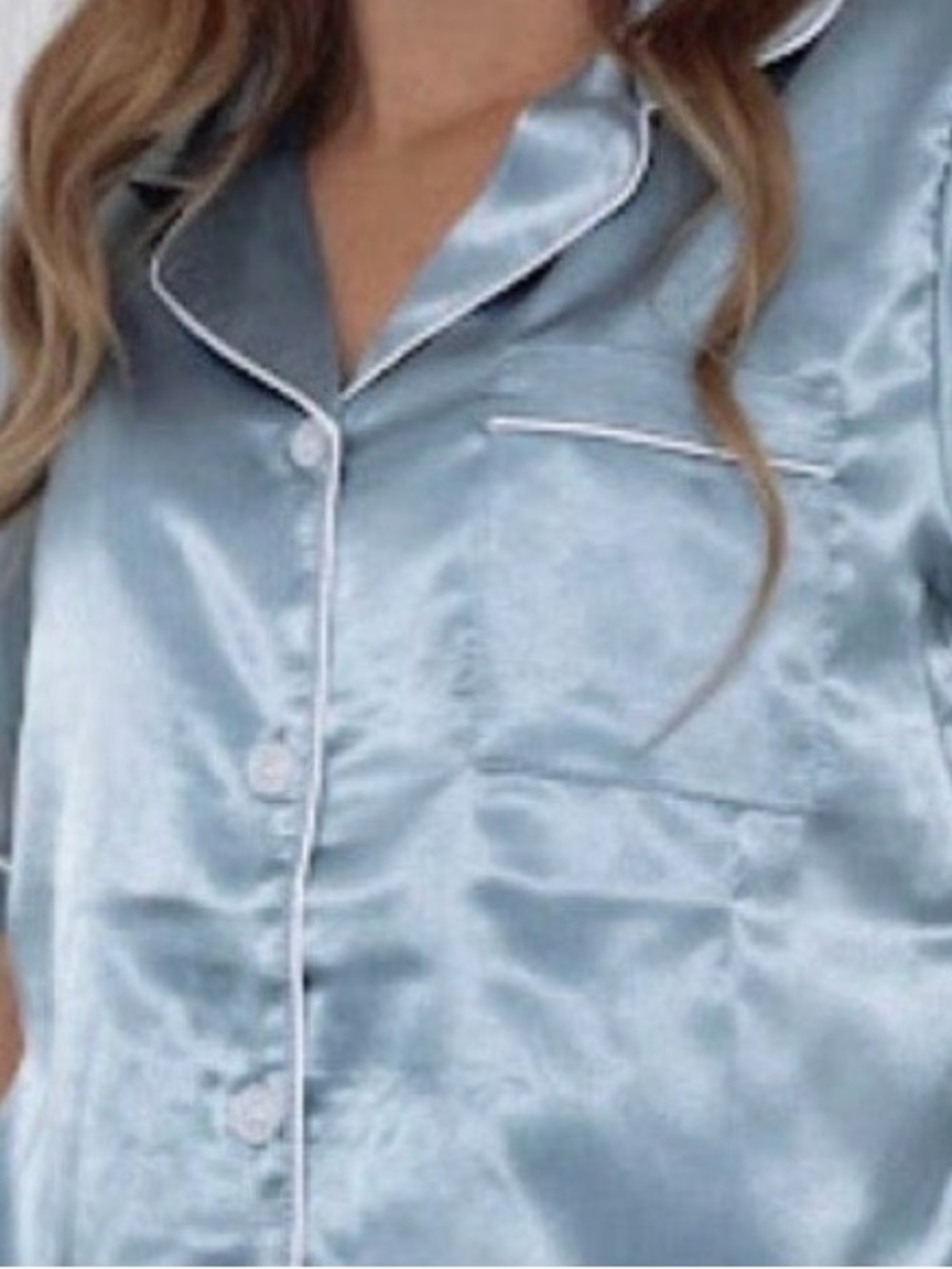 EKOUAER size 2XL, Silky Light Blue Satin Pajama Top. NWT!!